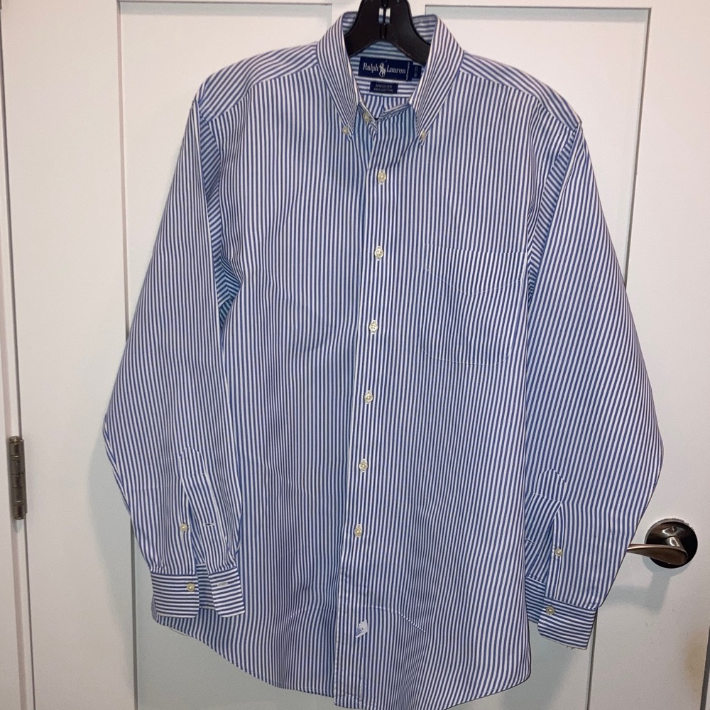 Ralph Lauren Men's Shirt in Blue and White Stripes
